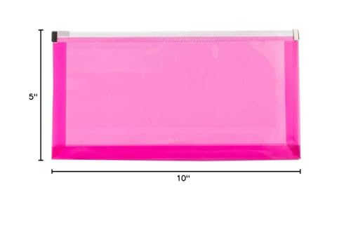 JAM PAPER Plastic Envelopes with Zip Closure - #10 Booklet Wallet - 5 x 10 - Fuchsia Pink - 12/Pack - color: Pink, size: #10 Business Size