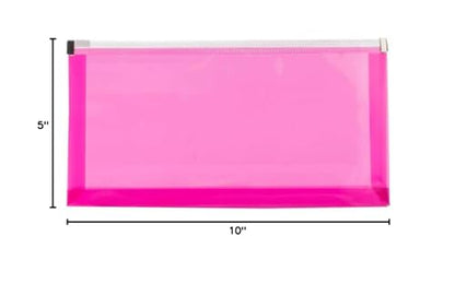 JAM PAPER Plastic Envelopes with Zip Closure - #10 Booklet Wallet - 5 x 10 - Fuchsia Pink - 12/Pack - color: Pink, size: #10 Business Size
