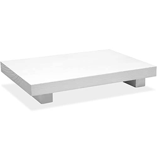 Nuogo Wood Pedestal Riser Stand for Kitchen Soap Tray,12 X 7 Inch,White - color: White, size: 12 x 7 Inch