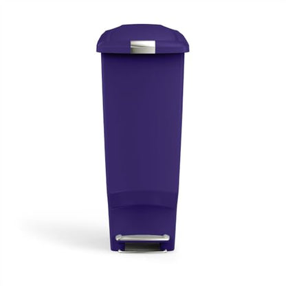 simplehuman Slim Step Can, 40L / 10.6 Gallon Space-Efficient Kitchen Trash Can, Studio Edition, Pet-Proof Slide Lock, 150,000-Step Pedal, Wheels, Indigo Plastic - color: Indigo