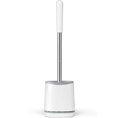 TRENTI Toilet Brush and Holder Set - Bristles Bowl Brush Head with Ventilated Holder, Wall Mounted Compact Set for Bathroom Deep Cleaning - color: White