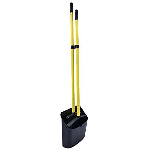 Long Handled Dustpan and Brush, Broom and Dustpan Set, Household Dust pan Combo with 54 Inch Handle for Indoor Outdoor Household Cleaning and Sweeping (Black) - color: Black