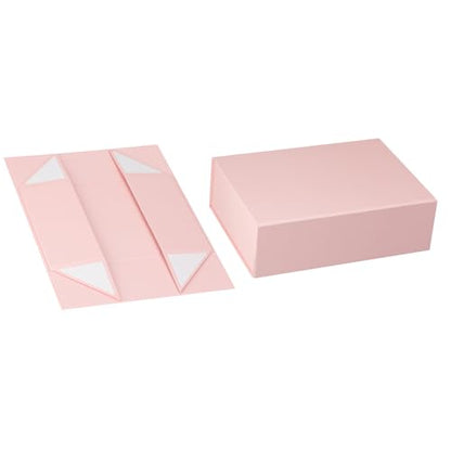Rsgift Pink Gift Box with Satin Ribbon Collapsible 11x7.8x3.5 Inches Gift Box with Magnetic Closure Matte Textured Finish Box for Wedding Gifts. - color: Pink, size: 11 x 7.8 x 3.5 inches (pack of 1)