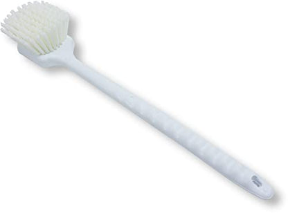 SPARTA 20" Floater Scrub Brush with Long Handle, Oil-Resistant Polyester Bristles, Multiple Trim Angles, Foam-Injected Polymer Block, Commercial Cleaning Tool, White