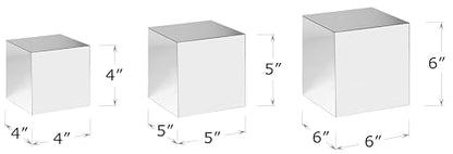 Red Co. Set of 3 Glossy Silver Acrylic Cube Display Nesting Riser Stands with Hollow Bottoms - color: Silver, size: 4",5",6" - 1 Pack