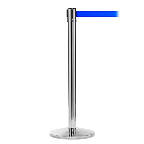 Global Industrial Retractable Belt Barrier, 40"H Stainless Steel Post with