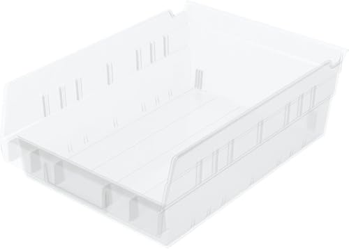 Akro-Mils 30150 Heavy Duty Plastic Shelf Bins, 12"x 8"x 4", Clear, 12-Pack - color: Clear