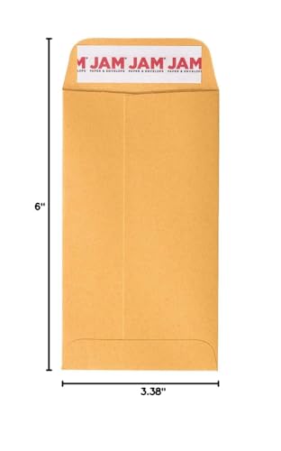 JAM PAPER #6 Coin Business Envelopes with Peel and Seal Closure - 3 3/8 x 6 - Brown Kraft Manila - 100/Pack - color: Pack of 100, size: 3.375 x 6 in Coin