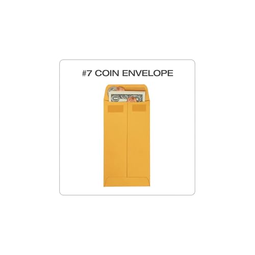 Quality Park #7 Coin and Small Parts Envelopes, Self Seal, for Home, Office, Garden, 24 lb Brown Kraft, 3-1/2 x 6-1/2 Inches, 500/Box (QUA50765) - size: small