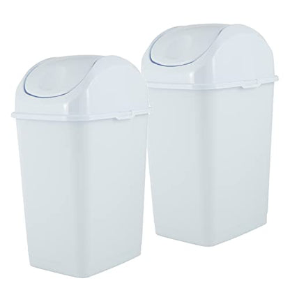Superio Mini Desktop Trash Can with Swing Top Lid Portable Plastic Garbage Can for Countertop, Desktop, Make up Vanity, Bathroom, Car, Under Sink, Dorm, Compact Waste Bin 5 L 1.25 Gal (2, White) - size: 1.25 Gallon, style: 2 Pack