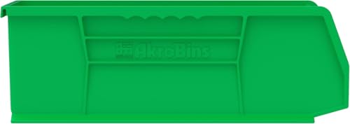 Akro-Mils 30234 AkroBins Plastic Storage Bins, 15"x5"x5", Green, 12-Pack - color: Green
