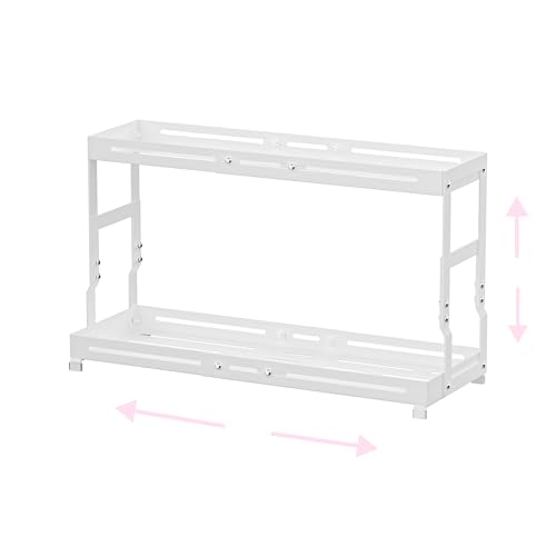 Adjustable Sturdy Metal Shelving Unit，2-Tier Organizer Countertop,Suitable for Kitchen Countertop, Bathroom, Makeup Table, Store Large Skincare etc - color: 1pack/White