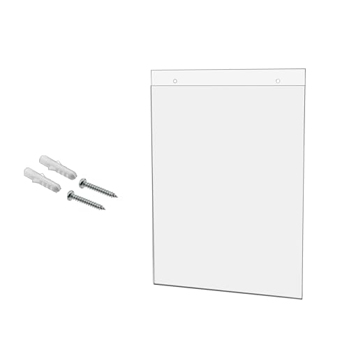 Wall Sign Holder 8.5" x 11" for Product Information and Promotional Materials with 2 Predrilled Holes and Hanging Hardware in Schools and Libraries Clear Acrylic by Marketing Holders - size: 8.5"w x 11"h