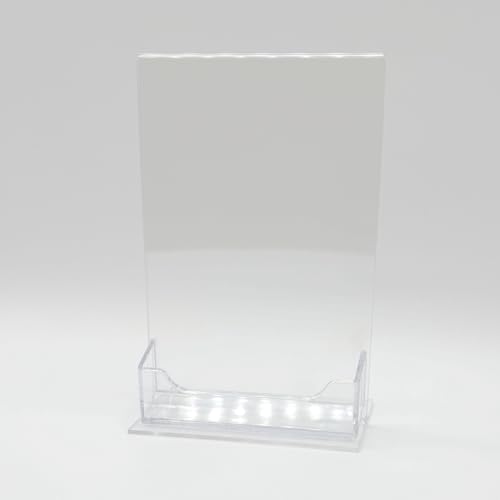 Dazzling Displays Clear Acrylic Sign Holder, 4 x 6 inches, Bottom Load with Business Card Slot, 2-Pack