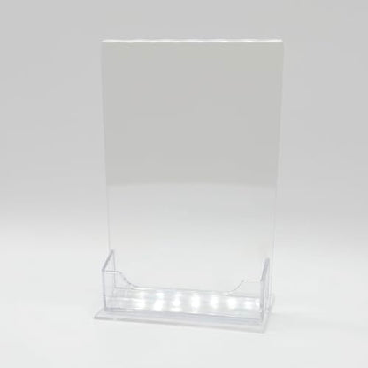 Dazzling Displays Clear Acrylic Sign Holder, 4 x 6 inches, Bottom Load with Business Card Slot, 2-Pack