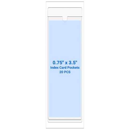 20 PCS Clear Self Adhesive Plastic Label Pockets, Top Loading Business & Library Index Card Holders, Peel and Stick Sleeves for Storage Bins, Totes, Binders and Drawers (0.75 x 3.5 Inch) - size: 0.75" x 3.5", style: Vertical