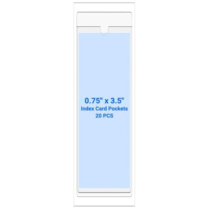 20 PCS Clear Self Adhesive Plastic Label Pockets, Top Loading Business & Library Index Card Holders, Peel and Stick Sleeves for Storage Bins, Totes, Binders and Drawers (0.75 x 3.5 Inch) - size: 0.75" x 3.5", style: Vertical