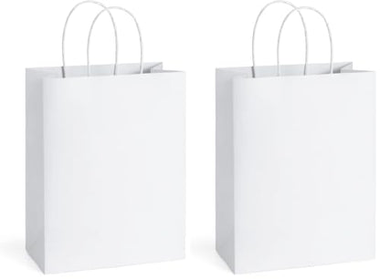 BagDream White Gift Bags with Handles 8x4.25x10.5 Inch Medium 50 Pack - color: White, size: 1 Count (Pack of 50)