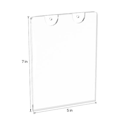 NIUBEE 5x7 Acrylic Wall Sign Holder Vertical Wall Mount 6 Pack - size: Vertical 6 Pack 5" x 7"