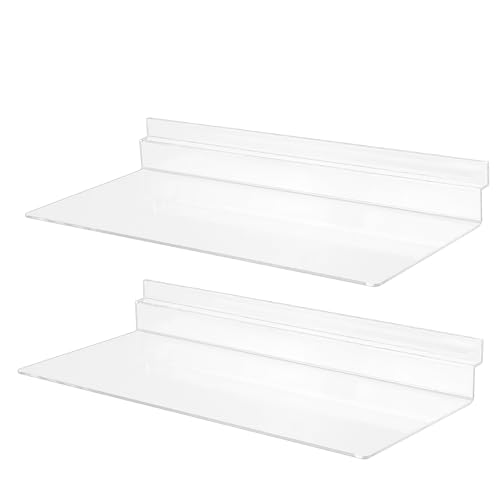 20 Pack Clear Acrylic Slatwall Shelves 4.5 x 10 Inch - Wall Mounted Panel Accessories for Shoe Stores, Home Organization & Retail Display