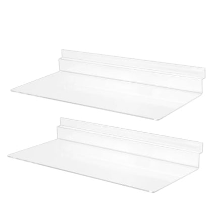 20 Pack Clear Acrylic Slatwall Shelves 4.5 x 10 Inch - Wall Mounted Panel Accessories for Shoe Stores, Home Organization & Retail Display