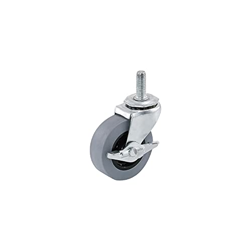 Shepherd Hardware 3264 2-Inch Threaded Stem TPR Caster with Brake, 80-lb Load Capacity , Gray - size: 2 Inch