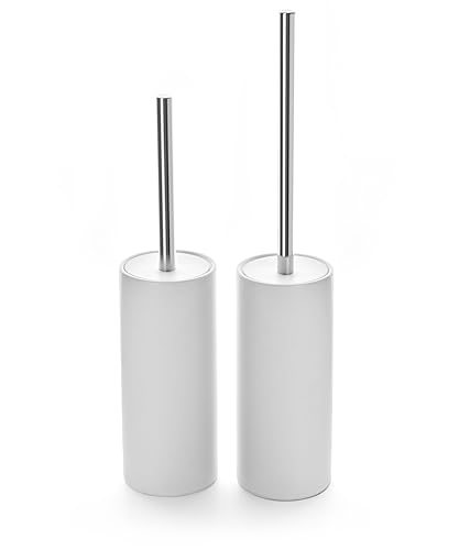 Matt White Ceramic Toilet Brush and Holder Set - color: Matt White, size: Set/2