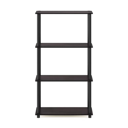 Furinno Turn-N-Tube Toolless 4-Tier Storage Shelves, Walnut - color: Dark Walnut, size: 4-Tier Round Tube