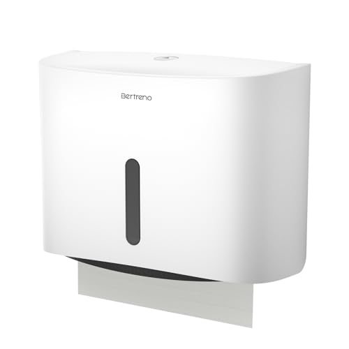 Commercial Paper Towel Dispenser Wall Mount Paper Towel Holder Large Capacity C Fold Hand Towel Dispenser Bathroom Tissue Dispenser (White) - color: White-1