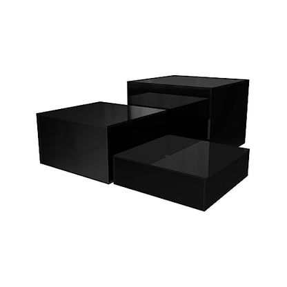 Marketing Holders Acrylic Display Riser Boxes Black 3 Piece Retail Product Riser 2", 4", 6" High Nesting Bins One Open Side No Lid Merchandise Storage Box POP Showcase - size: Set of 3 Black