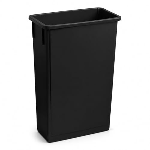 23 Gallon Slim Rectangular Commercial Trash Can, Heavy Duty Plastic Indoor Waste Bin for Kitchen, Office, Restaurant, School, Restroom & Janitorial Use (Black, No Lid) - color: Black