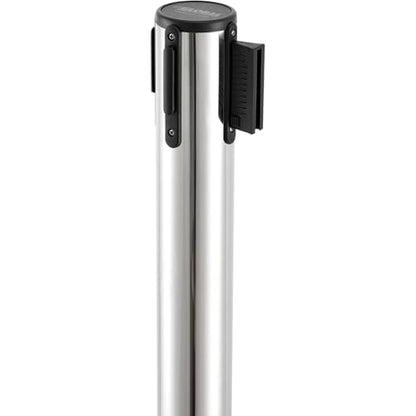 Global Industrial Retractable Belt Barrier, 40"H Stainless Steel Post with