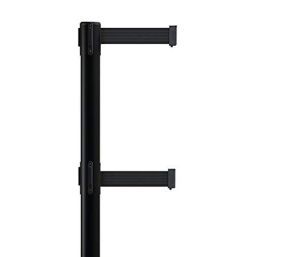 Crowd Control Warehouse Retractable Dual Belt Stanchions, 2-Pack, 11 Ft - color: Black and Yellow Diagonal, size: 11 Foot