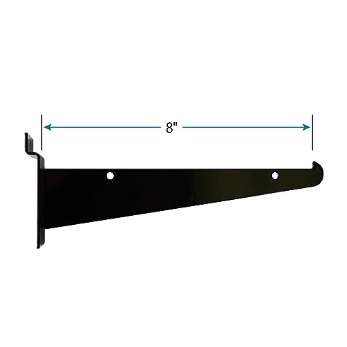 SSWBasics 8 inch Black Shelf Bracket for Slatwall - Pack of 10