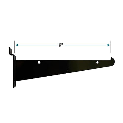SSWBasics 8 inch Black Shelf Bracket for Slatwall - Pack of 10