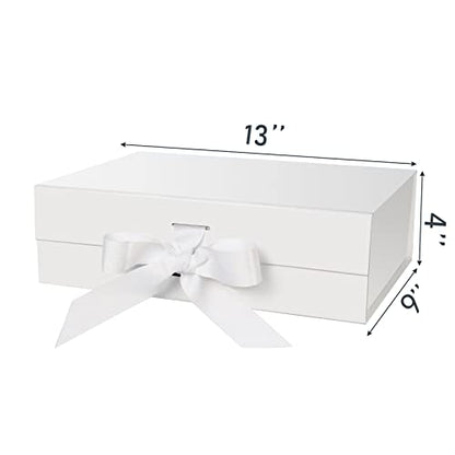 DaiJoob Large White Gift Box with Lid for Presents 13x9x4 Inches - color: White-13x9x4 Inch-1pcs