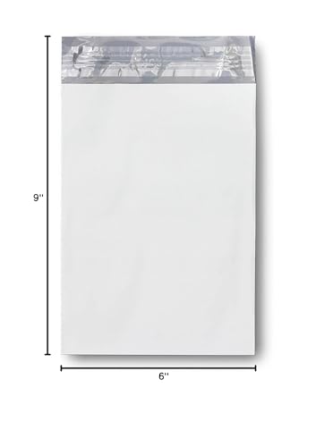 KKBESTPACK Poly Mailers Envelope Shipping Bags, 6" x 9", White, 100 Count (Pack of 1) - size: 6" x 9" 100pcs