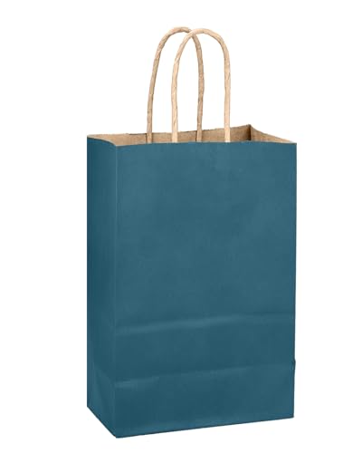 qiqee Classic Blue Gift Bag with Handles Bulk 24Pcs Paper Bags -10.6"x8.3"x4.3"Party Favor Bags - Solid Color - color: Classic Blue