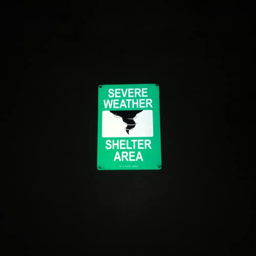 TRADESAFE Severe Weather Shelter Area Sign - Storm Shelter Sign, Quick Install, Light Reflective, UV-Resistant, Waterproof, 10” X 14” Aluminum Safety Signs for Business - style: Severe Weather Shelter Area