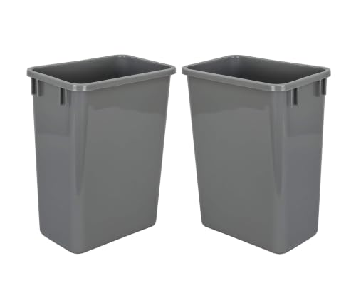 44-Quart, 11 Gallon Plastic Trash Can, 2 Grey Durable Garbage Bin - color: Grey, size: Double-Bins