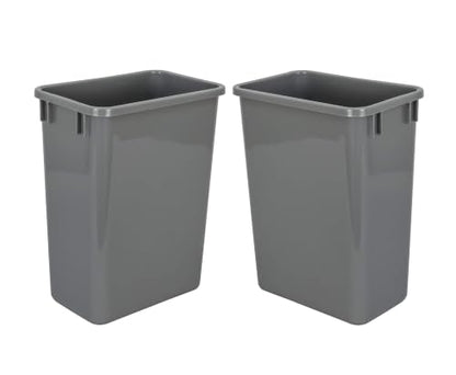 44-Quart, 11 Gallon Plastic Trash Can, 2 Grey Durable Garbage Bin - color: Grey, size: Double-Bins