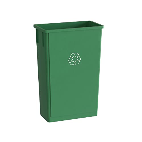 23 Gallon Green Recycle Slim Jim Trash Can - color: Green Recycle, size: Without Wheels, style: No Lid