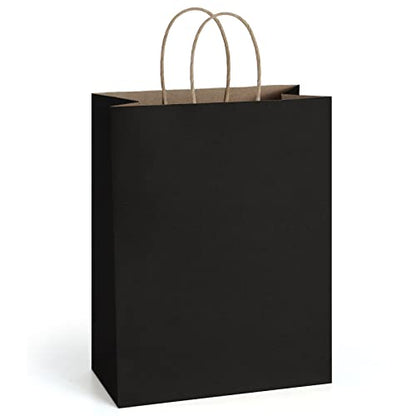 BagDream Kraft Paper Bags with Handles 10x5x13 Inch Black 25 Pack - color: Black, size: 25 Count (Pack of 1)
