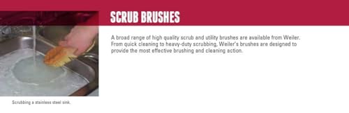 Weiler 72058 8" Square End Scrub Brush, with Threaded Handle Hole, 1" Trim, White Tampico Fill (Pack of 12) - size: 8" Block, 1" Trim Length, style: White Tampico