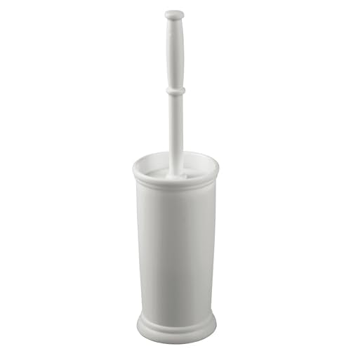 mDesign Toilet Bowl Brush and Holder - Covered Bathroom Toilet Brush - Standing Toilet Bowl Scrubber in Modern Holder - Space Saving, Deep Cleaning Brush for Toilet - Hyde Collection - Light Gray - color: Light Gray, size: Pack of 1