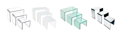 Acrylic Display Risers – 3‑Piece Small Riser Set (5×2×3, 6×2×3.5, 7×2×4) – Clear 1/8" Acrylic Stands for Jewelry, Mini Collectibles, Retail Displays, Craft Shows (Mirror) - color: Mirror