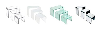 Acrylic Display Risers – 3‑Piece Small Riser Set (5×2×3, 6×2×3.5, 7×2×4) – Clear 1/8" Acrylic Stands for Jewelry, Mini Collectibles, Retail Displays, Craft Shows (Mirror) - color: Mirror