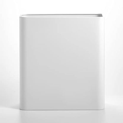 mDesign Stainless Steel Slim Rectangular Modern Metal 2.6 Gallon Trash Can Wastebasket, White - color: White