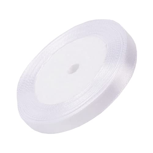 White Satin Ribbon 1/2 Inch for Gift Wrapping, 50 Yards in Length - color: White, size: 1/2"