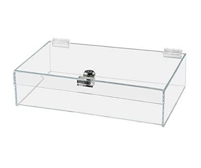Acrylic Locking Display Case with Keys 12" x 8" x 4" Clear Rectangular Lucite Countertop Tray with Lid for Artifacts Antiques Collectibles Jewelry Currency and Coins by Marketing Holders - size: 12"w x 8"d x 4"h